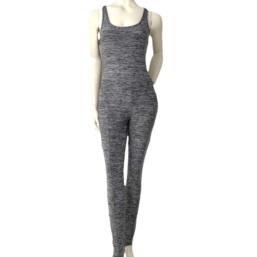 LA Society Bodycon Jumpsuit Stirrups Grey‎ Snatched Athleisure M